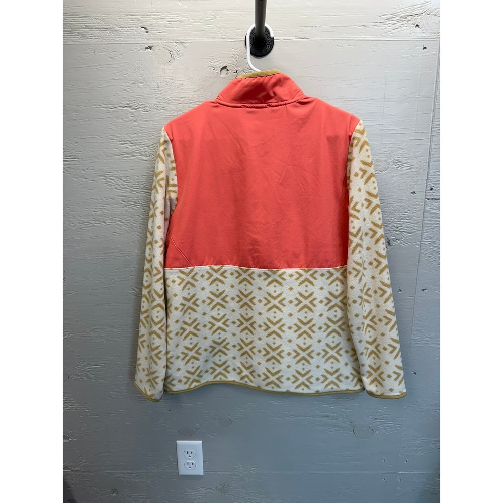 Ascend Womens Quarter Zip Fleece Pullover Coral Orange Geometric Pattern Medium